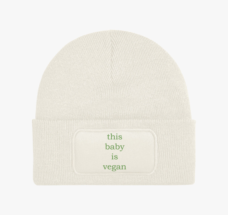 This baby is vegan (zöld betűs) téli sapka