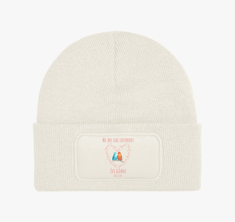 Lovebirds (piros) személyreszabható téli sapka