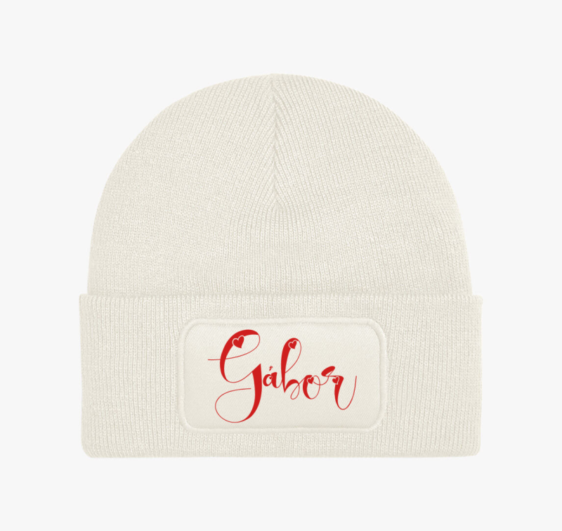 Szivecskés betűk NÉV (pirossal) téli sapka