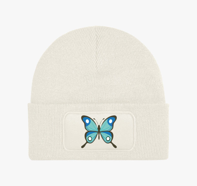 Gyönyörű kék pillangó téli sapka