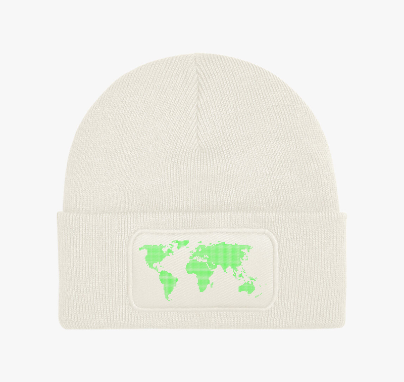 Pontozott zöld világtérkép téli sapka