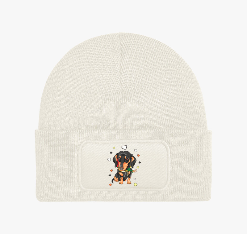 Rózsás tacskó téli sapka