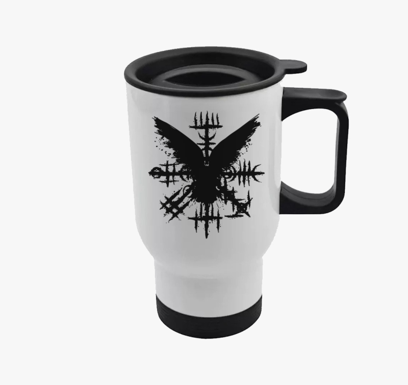 Black Grunge Raven Viking Symbol termosz