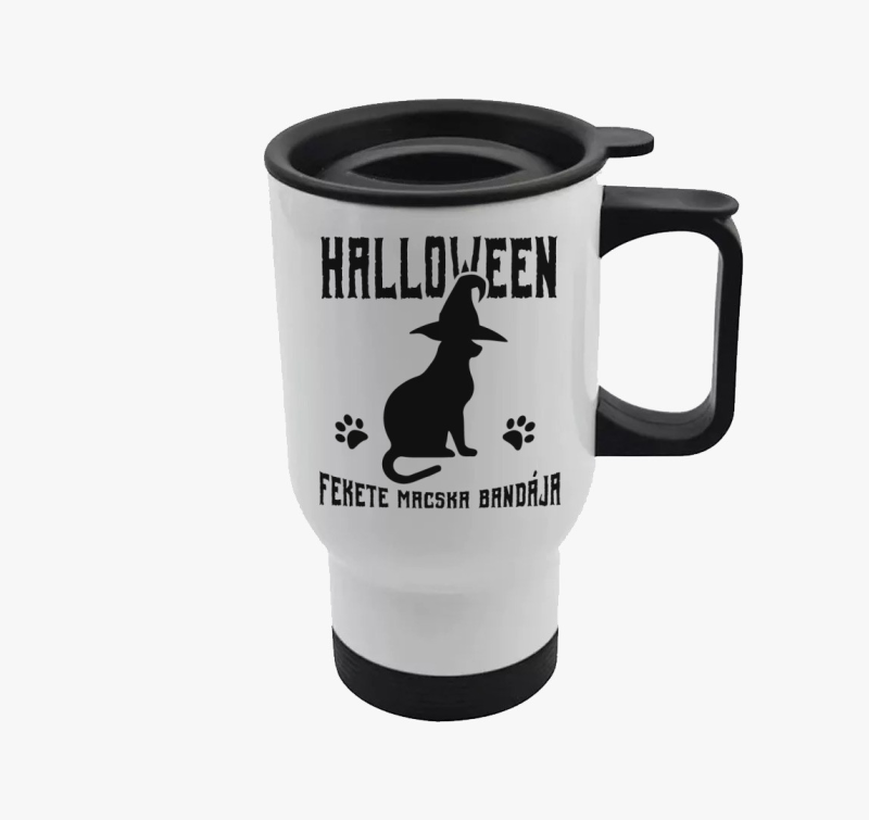 Fekete macska bandája Halloween termosz
