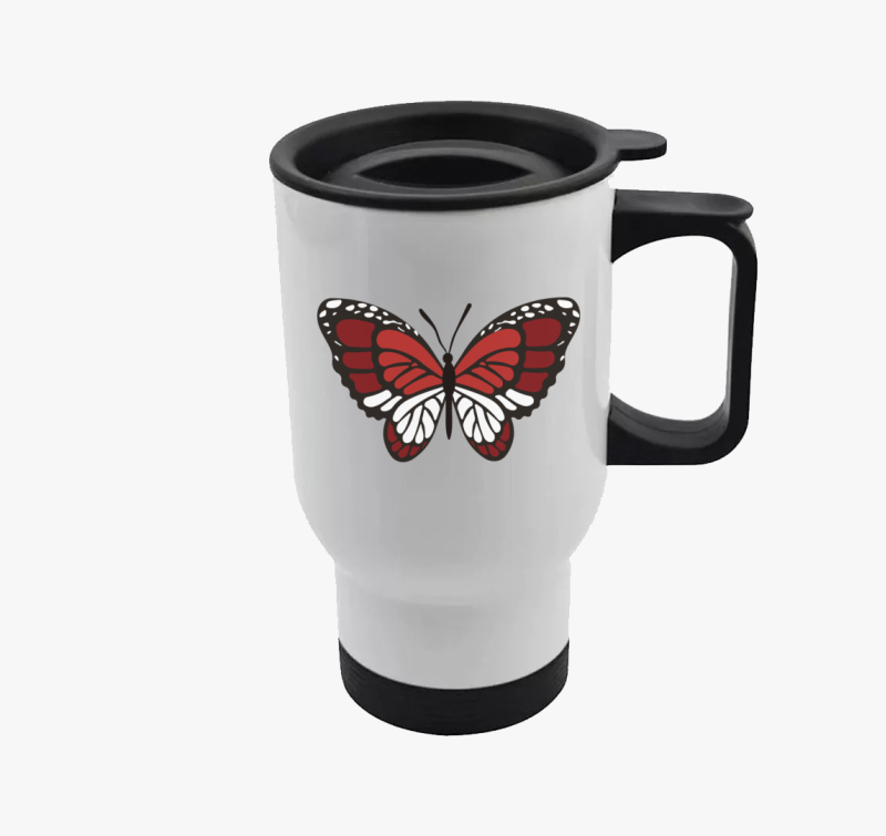 Gyönyörű piros pillangó termosz