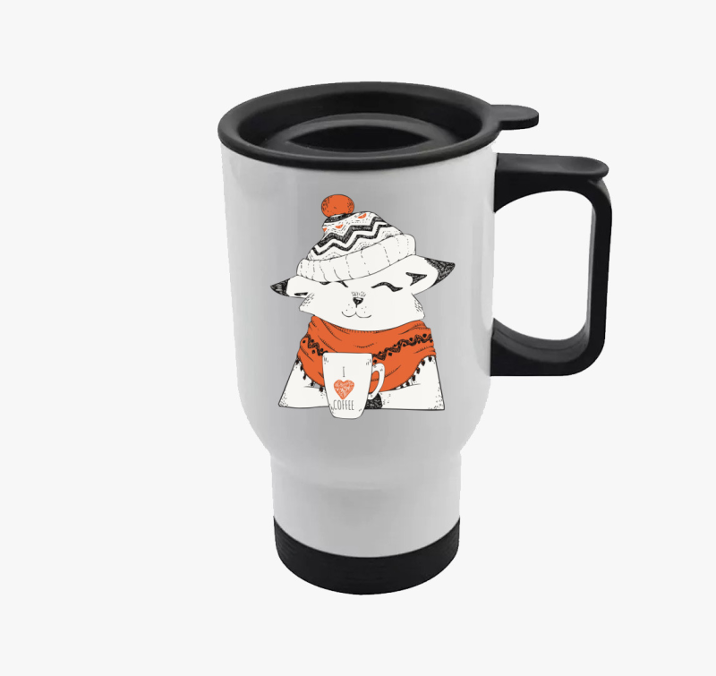 Winter cat coffee termosz