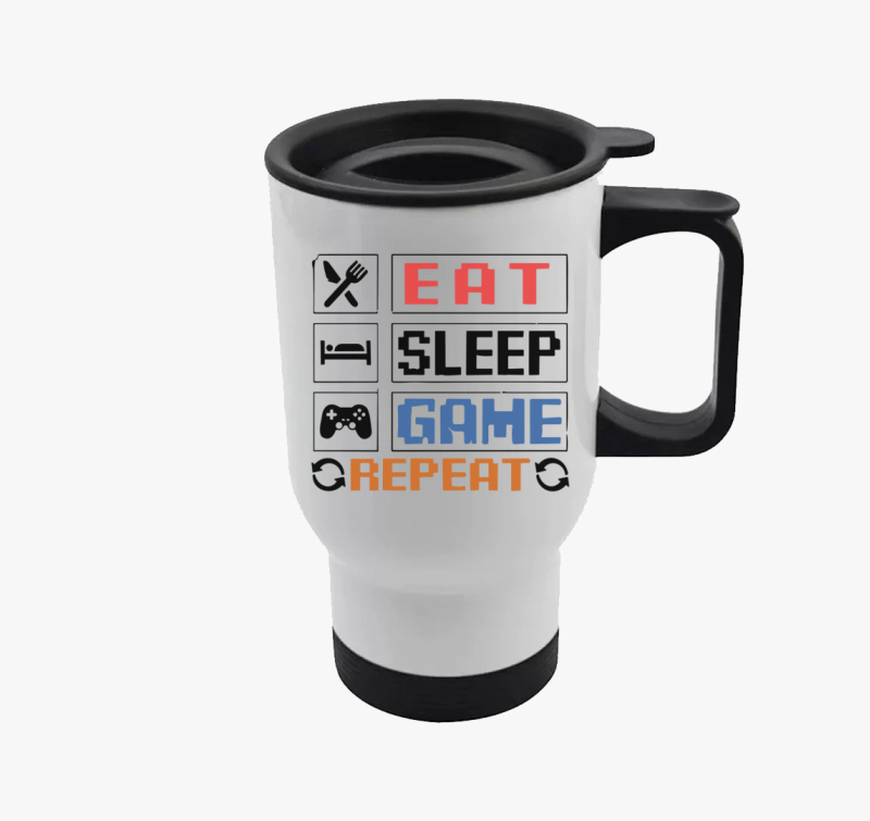 Eat sleep game repeat felirat termosz