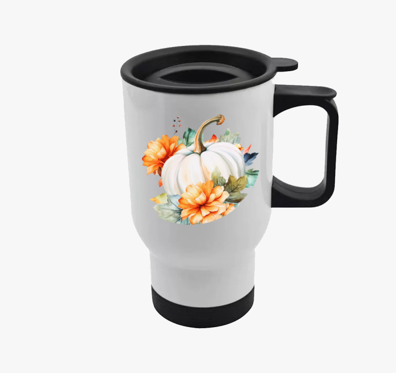 Floral white pumpkin termosz