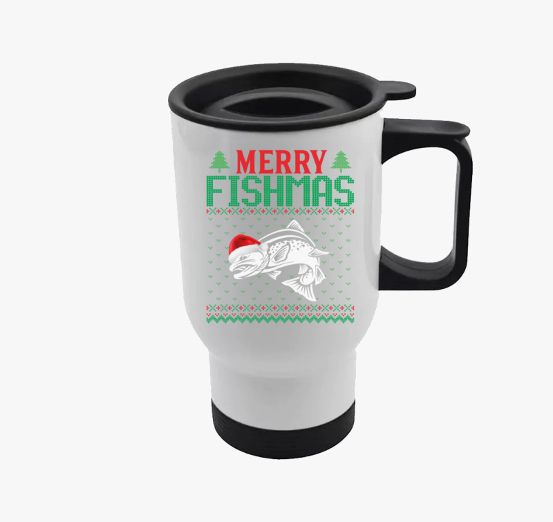 Merry fishmas karácsonyi horgász termosz