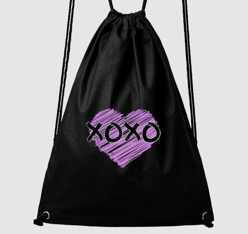 XOXO feliratos, lila mintás tornazsák