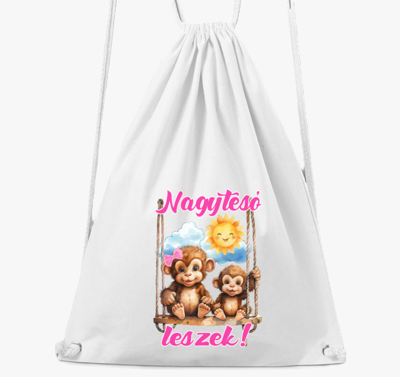 Nagytesó leszek, kismajmok hintán lányos tornazsák