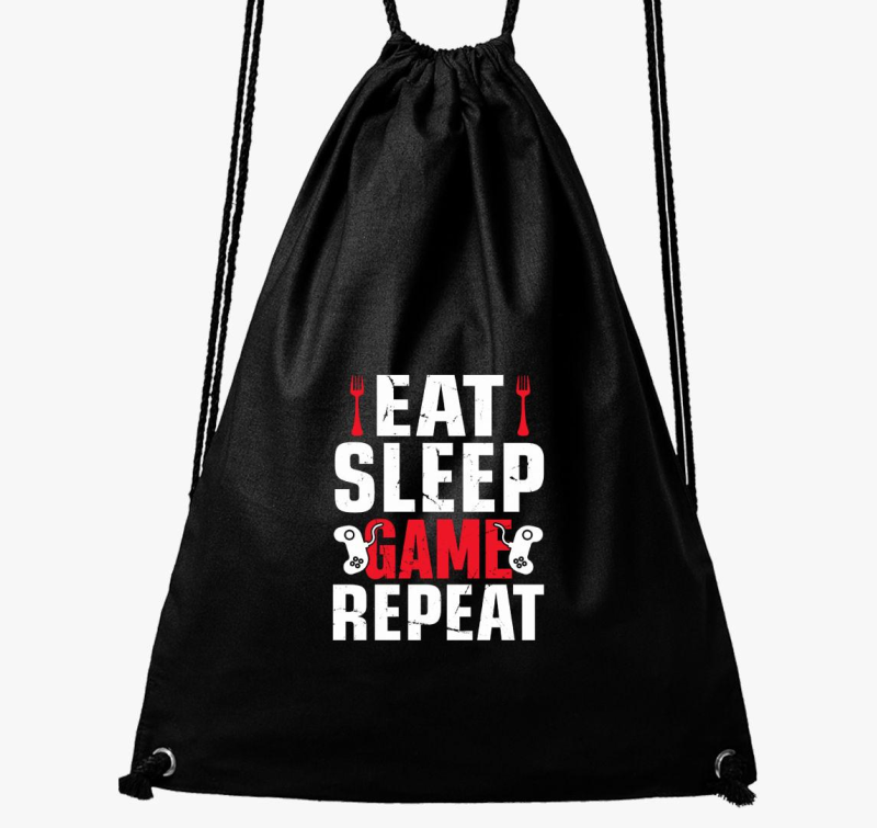 Eat sleep game repeat gamereknek tornazsák