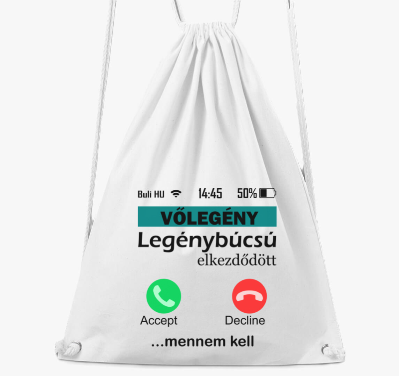 Telefonos legénybúcsús vőlegény tornazsák
