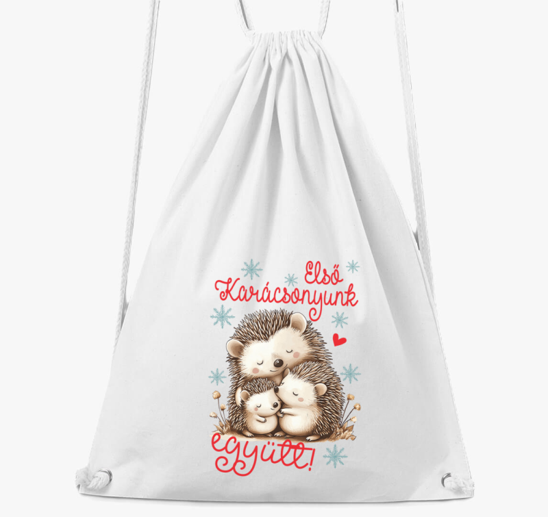 Első közös Karácsonyunk családi szett sünik tornazsák