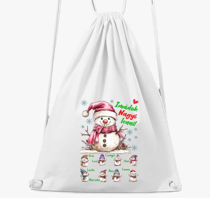 Karácsonyi Imádok nagyi lenni hóemberek nevekkel tornazsák