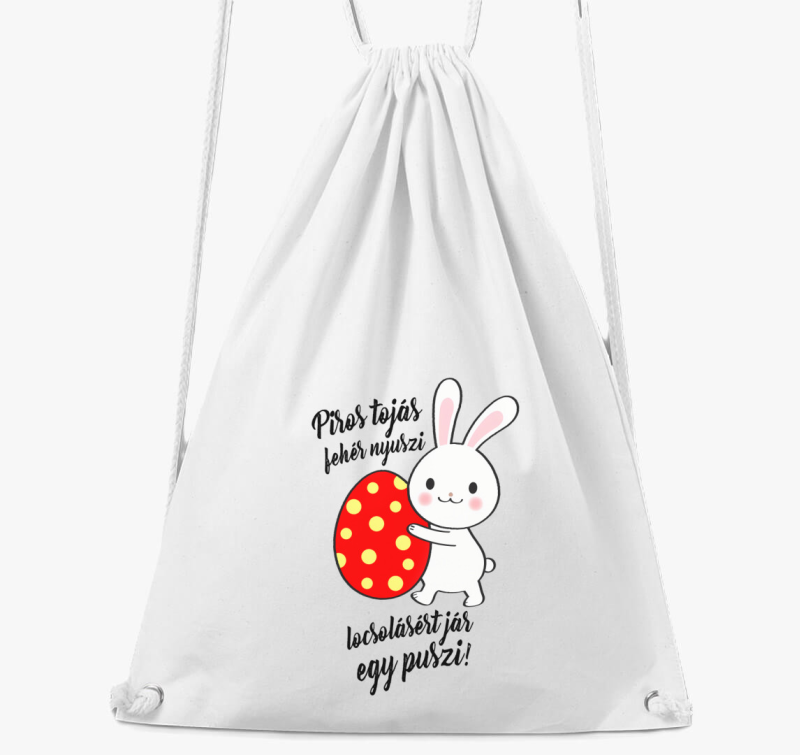 Piros tojás fehér nyuszi locsolkodós tornazsák