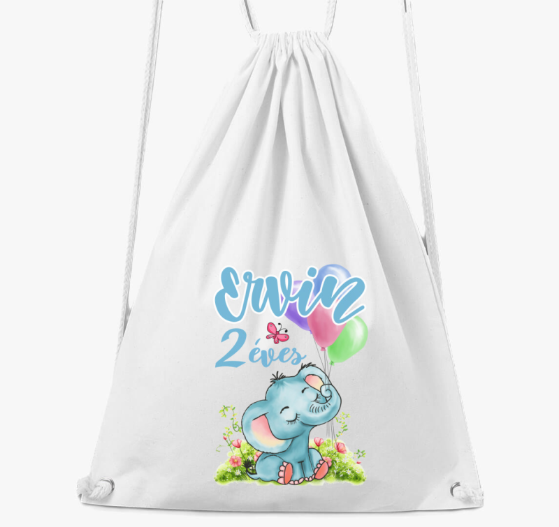 Elefánt lufival fiús szülinapi gyerek tornazsák