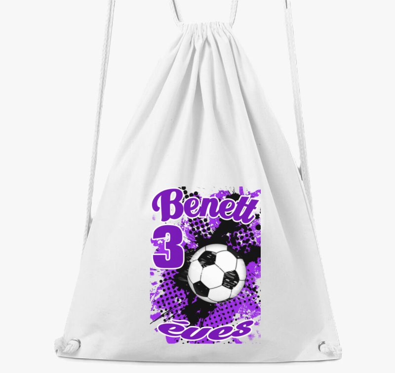 Focilabda lila fehér szülinapi gyerek tornazsák