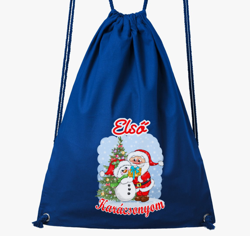 Karácsony, mikulás, első karácsonyom hóember télapó gyerek tornazsák