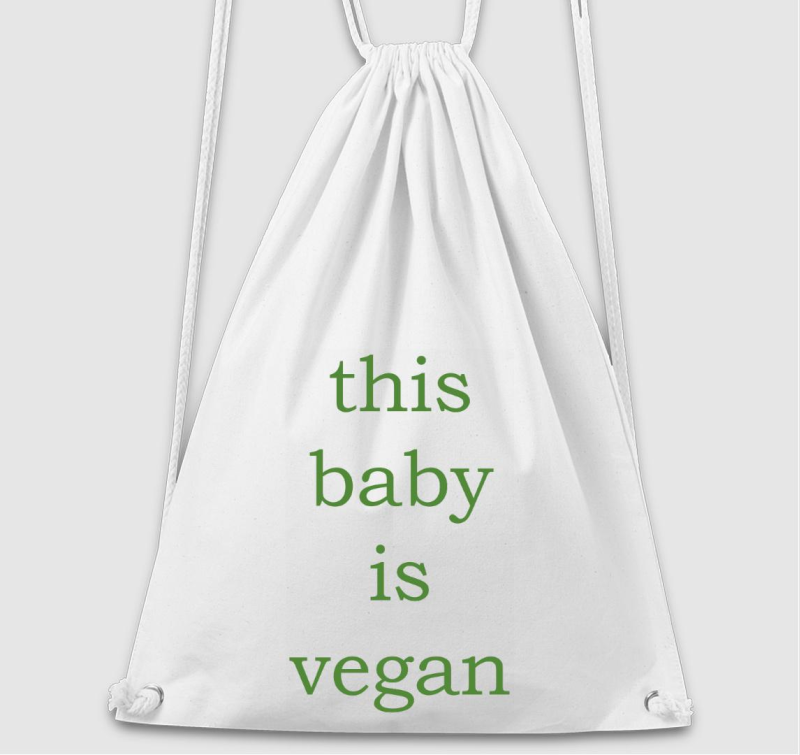 This baby is vegan (zöld betűs) tornazsák