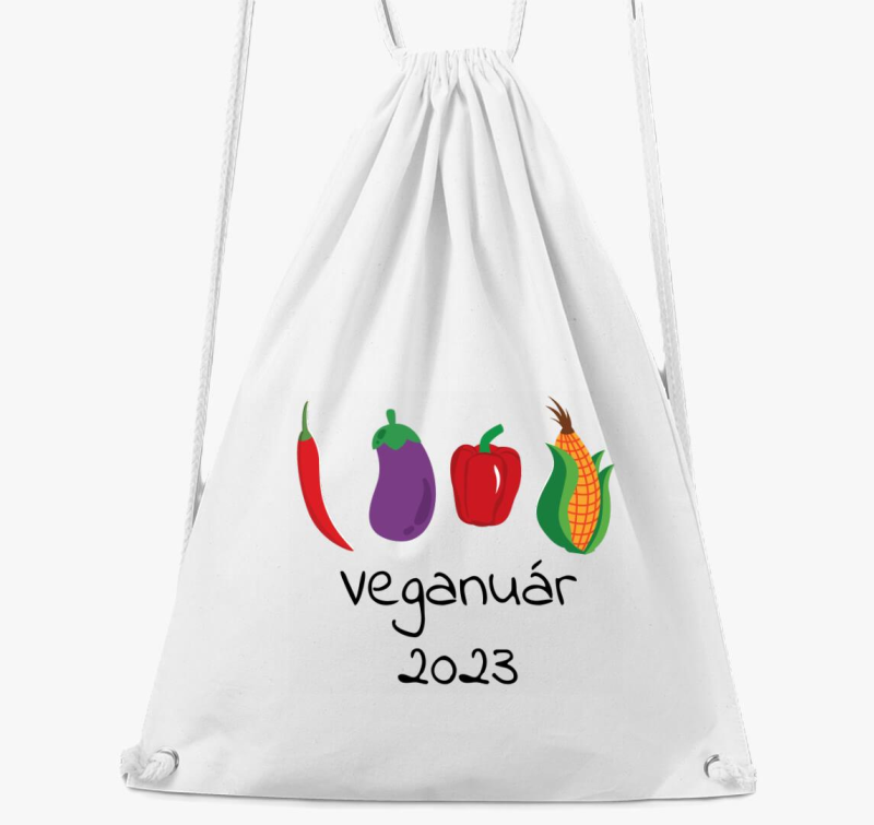 Veganuár 2023 (zöldségekkel) tornazsák