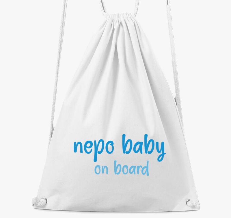 Nepo baby on board (kék) feliratos tornazsák