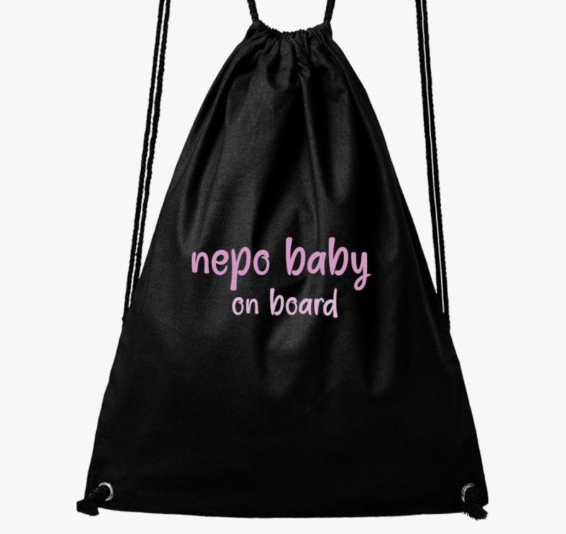 Nepo baby on board (rózsaszín) feliratos tornazsák