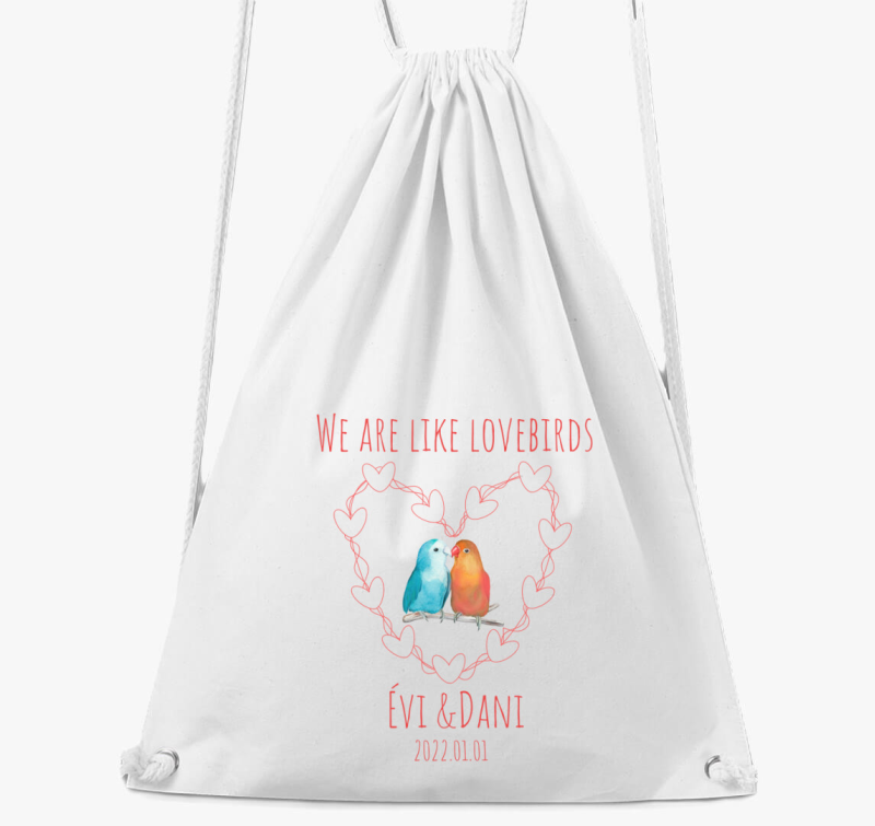 Lovebirds (piros) személyreszabható tornazsák