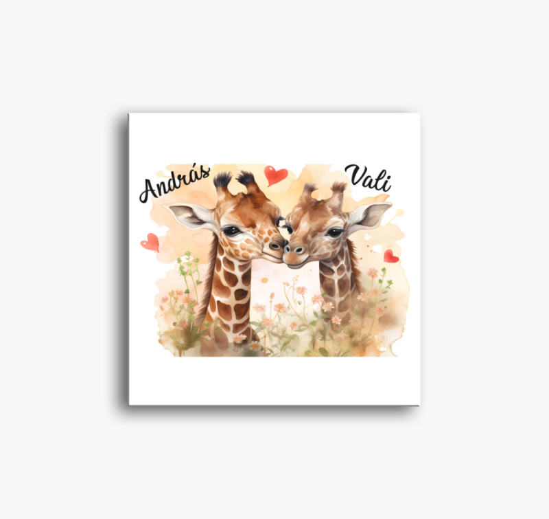 Összebújós szerelmes Zsiráf vászonkép