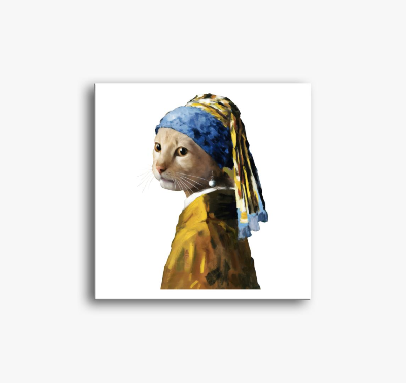 Cat with pearl earring vászonkép