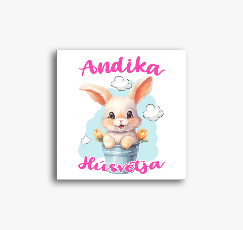 Húsvéti nyuszi vödörben lányos gyerek vászonkép