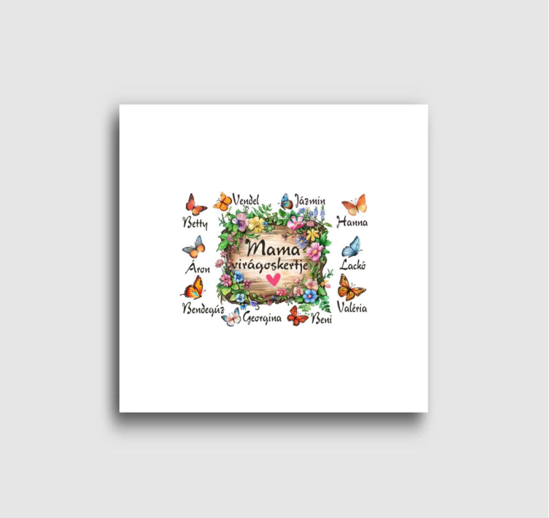 Mama virágoskertje sok kis lepke vászonkép