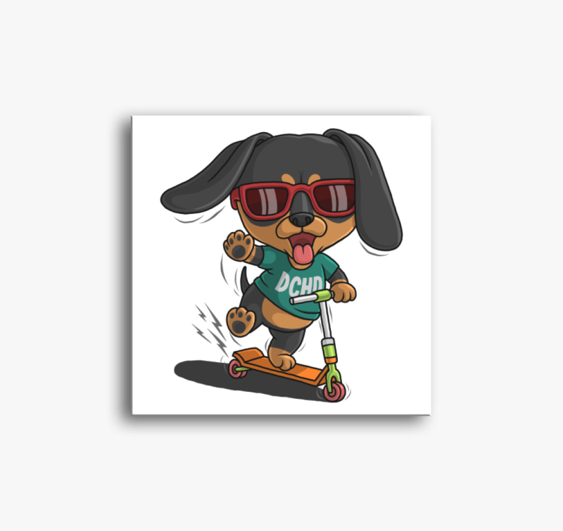 Rollerező kutya vászonkép