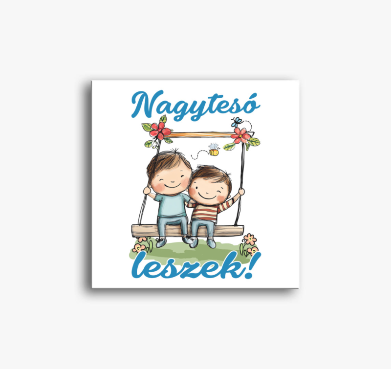 Nagytesó leszek, kisfiú hintázik kisfiúval vászonkép