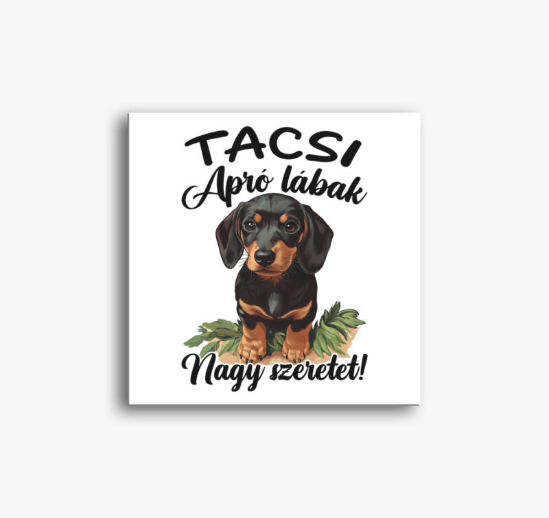 Tacsi Apró lábak, nagy szeretet fekete tacsi vászonkép