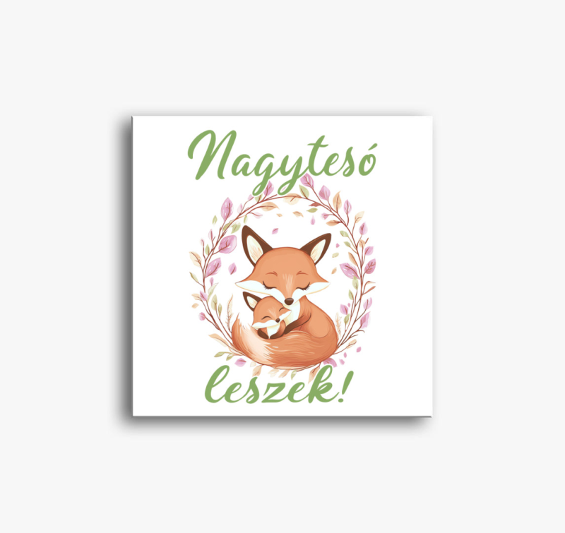 Nagytesó leszek, kisrókák zöld felirat vászonkép