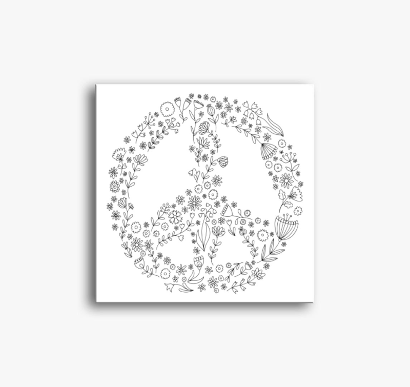 Békejel virágokból - színezhető vászonkép