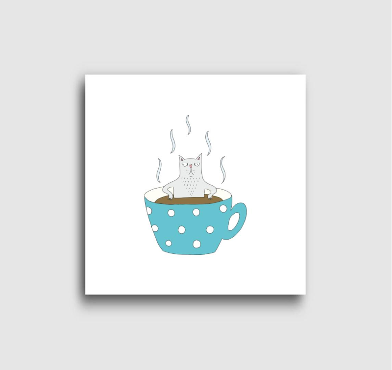 Mokkás törtfehér macska - vászonkép