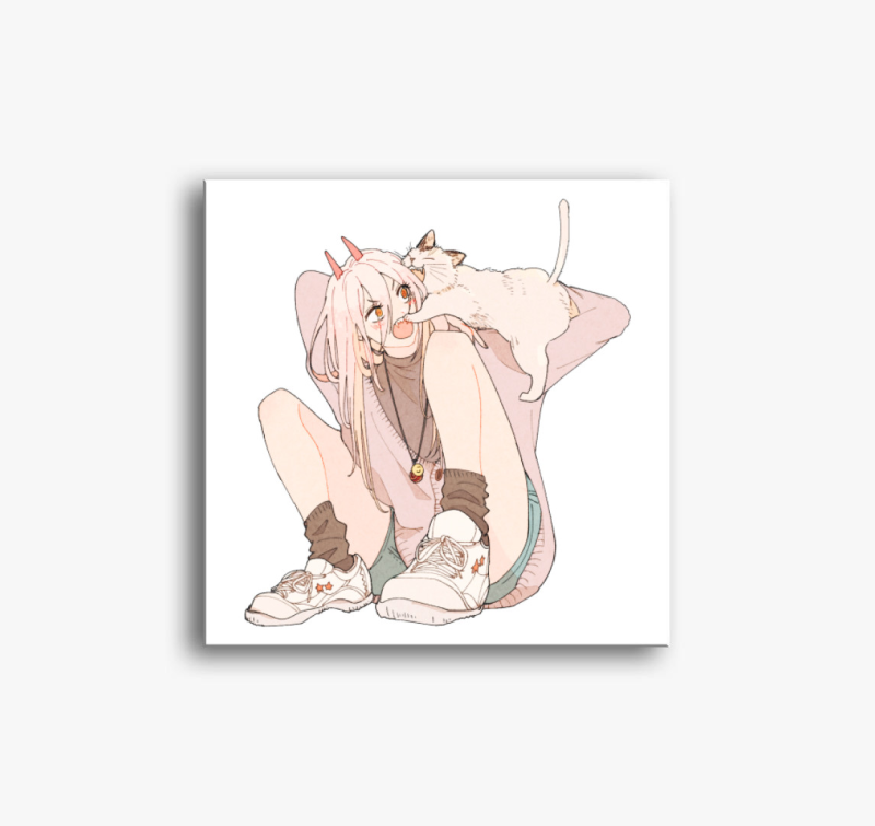 Chainsaw Man Power és a cicája vászonkép