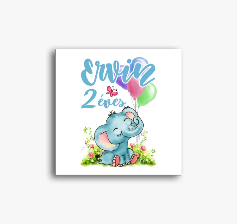 Elefánt lufival fiús szülinapi gyerek vászonkép