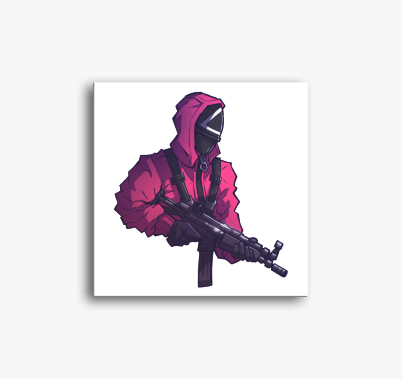 Squid Game géppisztolyos katona vászonkép