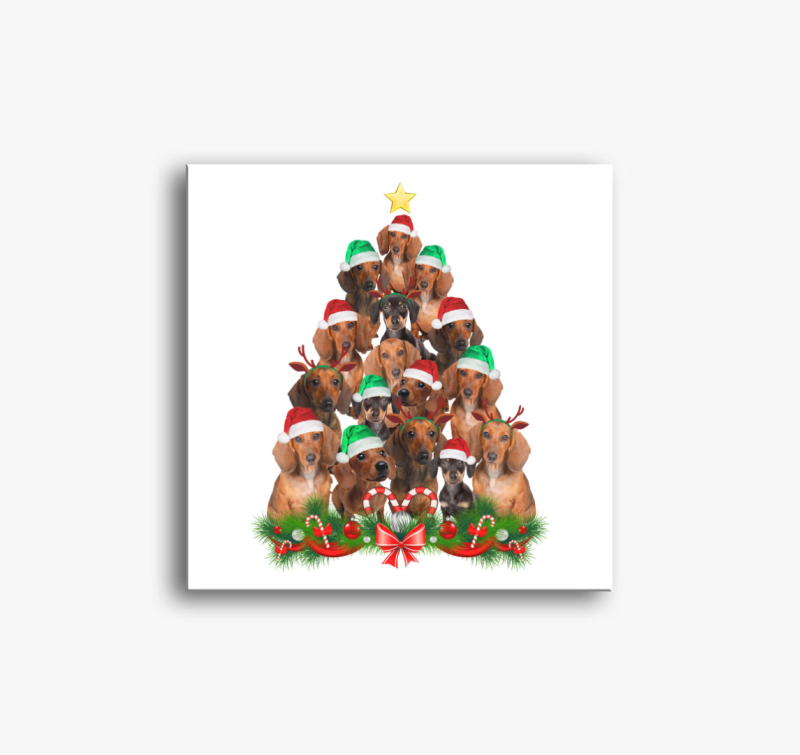 Tacskós karácsonyi vászonkép