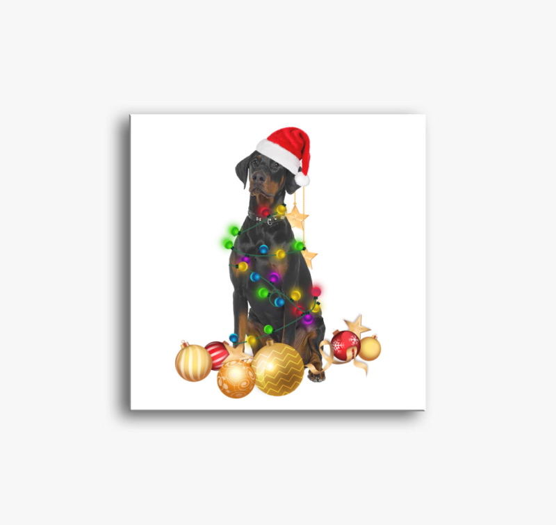 Karácsonyi doberman vászonkép