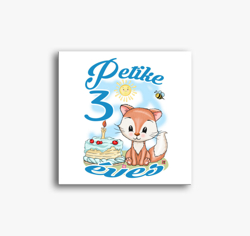 Róka tortával fiús szülinapi gyerek vászonkép