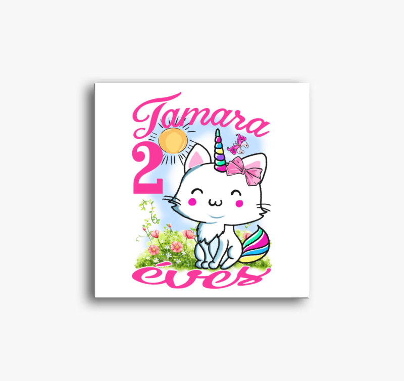 Unikornis cica  szülinapi gyerek vászonkép