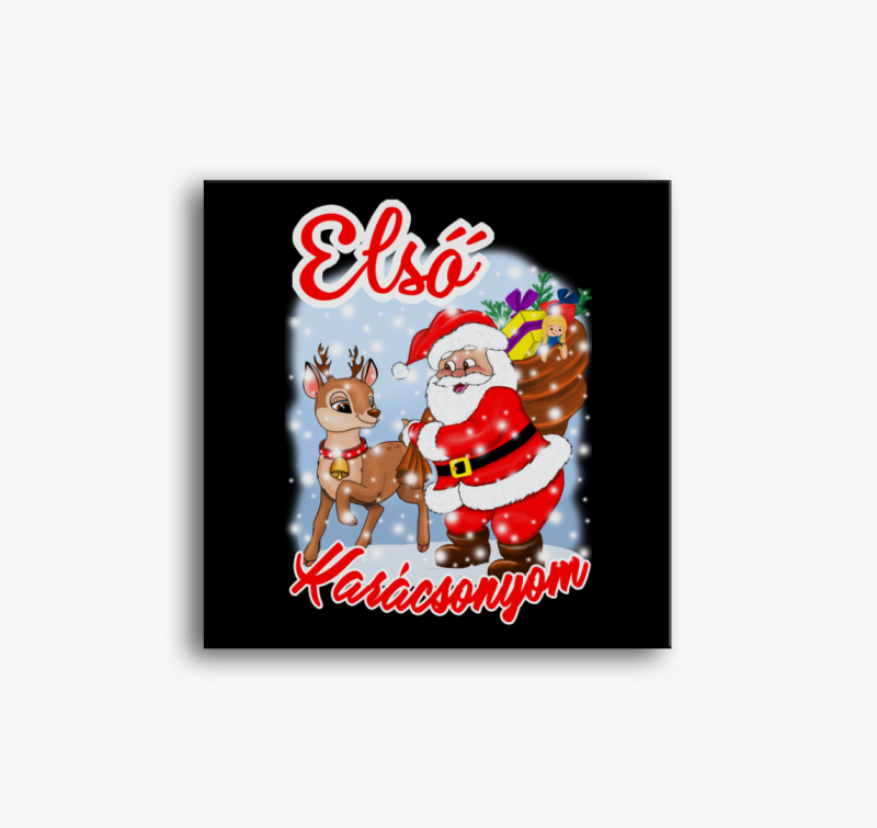 Karácsony, mikulás, első karácsonyom szarvas télapó gyerek vászonkép