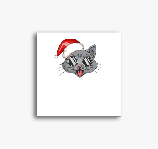 Boldog Macska karácsonyi vászo...