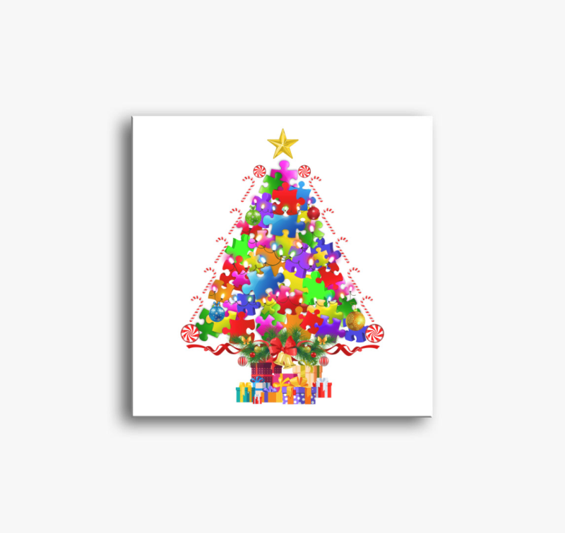 Puzzle karácsonyfa vászonkép