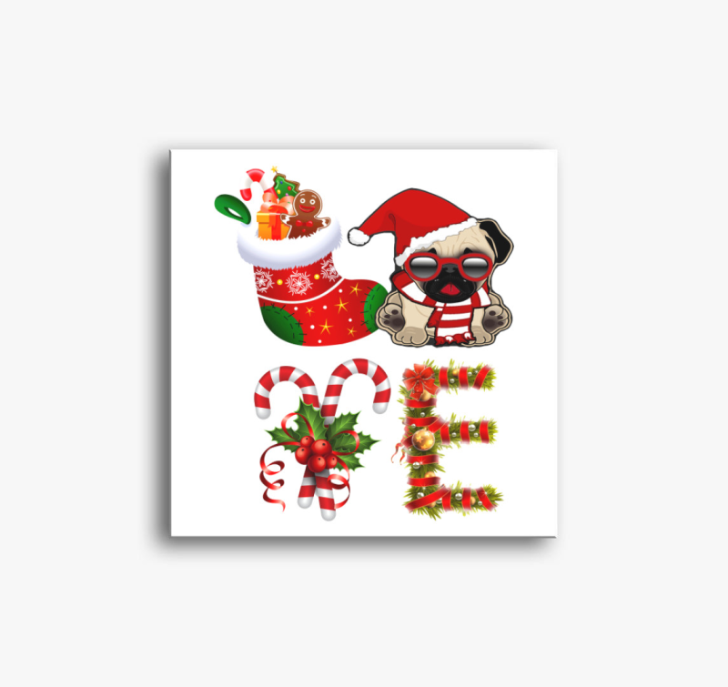 Imádom a mopszokat karácsonyi vászonkép