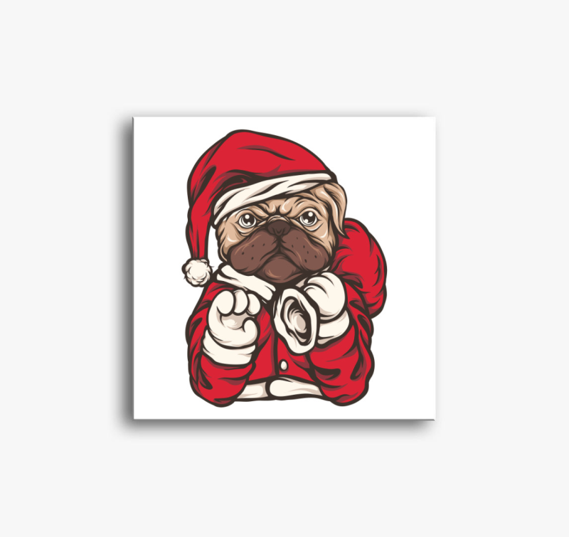 Mopszos mikulás vászonkép